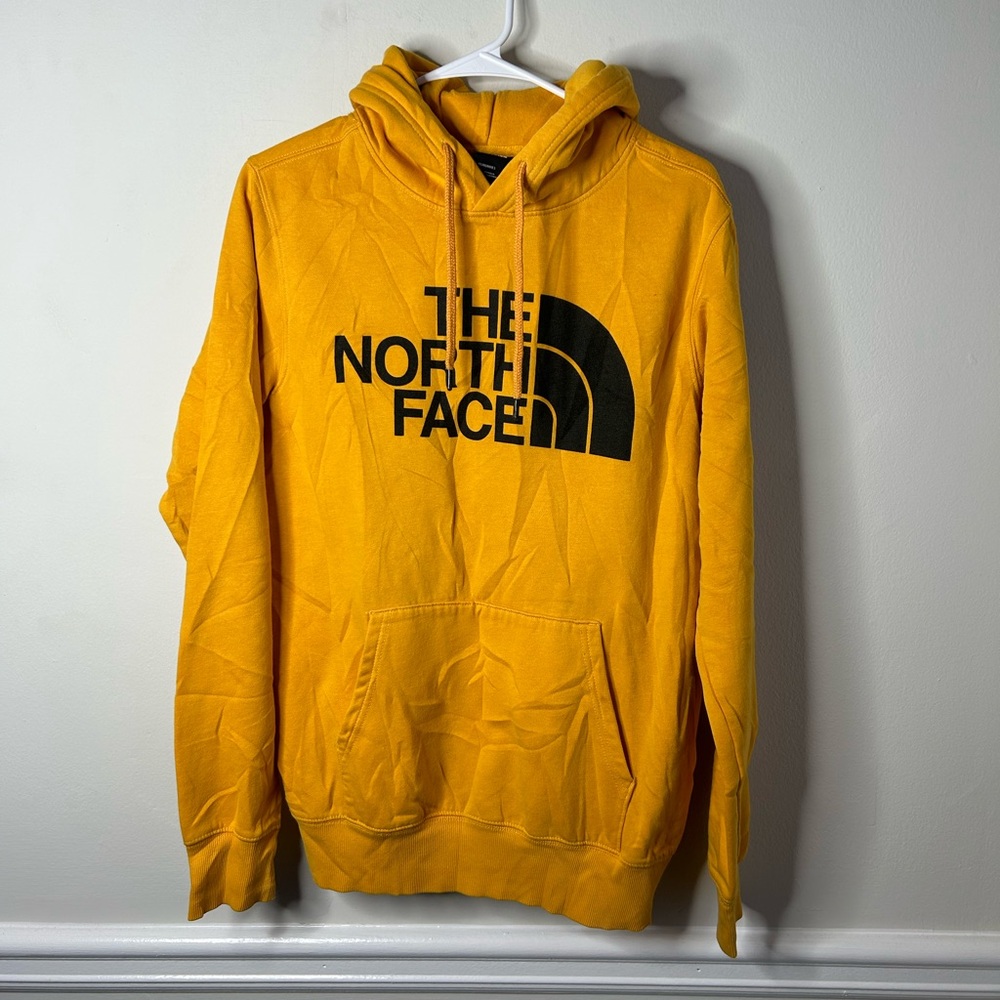 The North Face Classic Logo Hoodie Sweatshirt Pullover Yellow Outdoor Medium